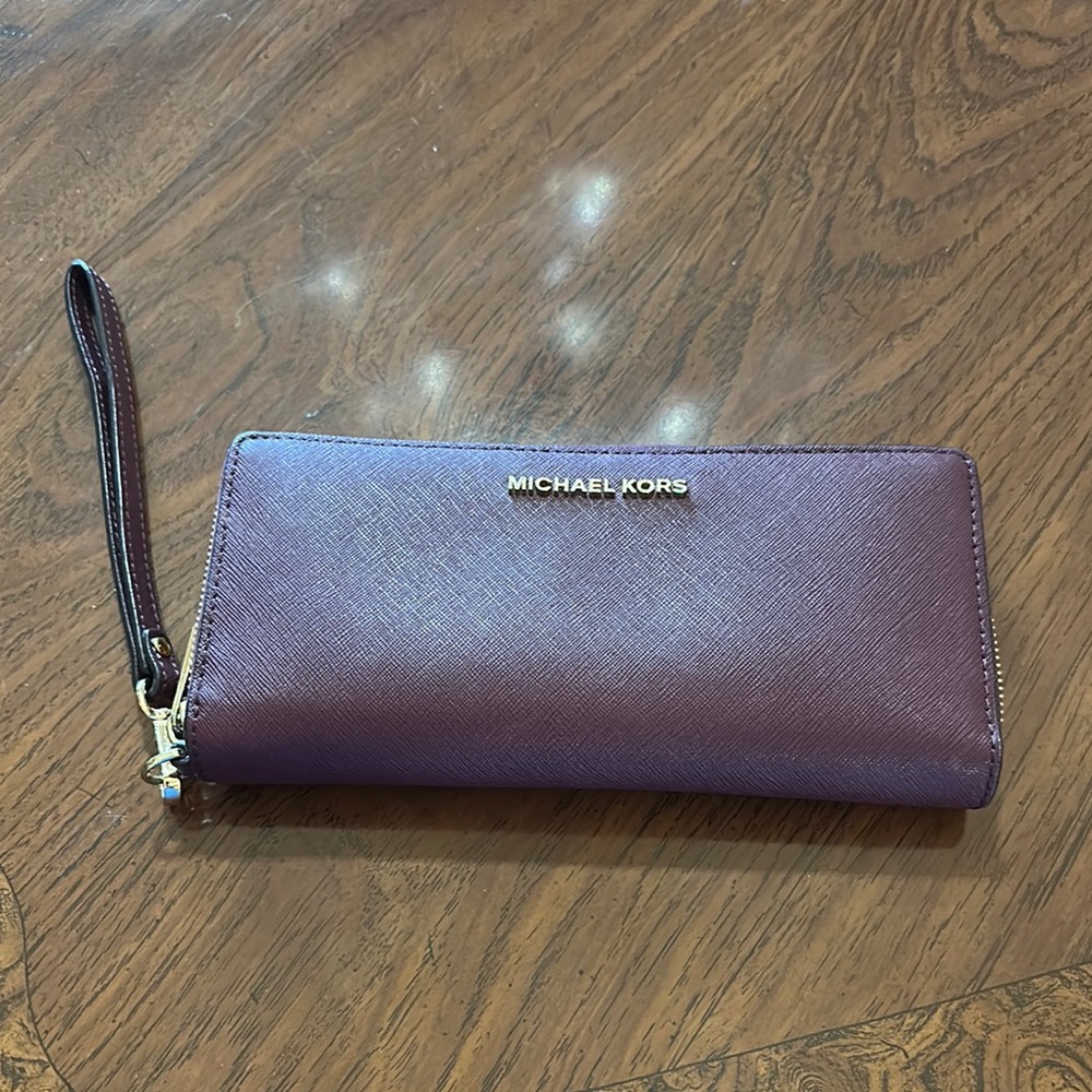 Michael Kors Red Plum Wristlet Clutch